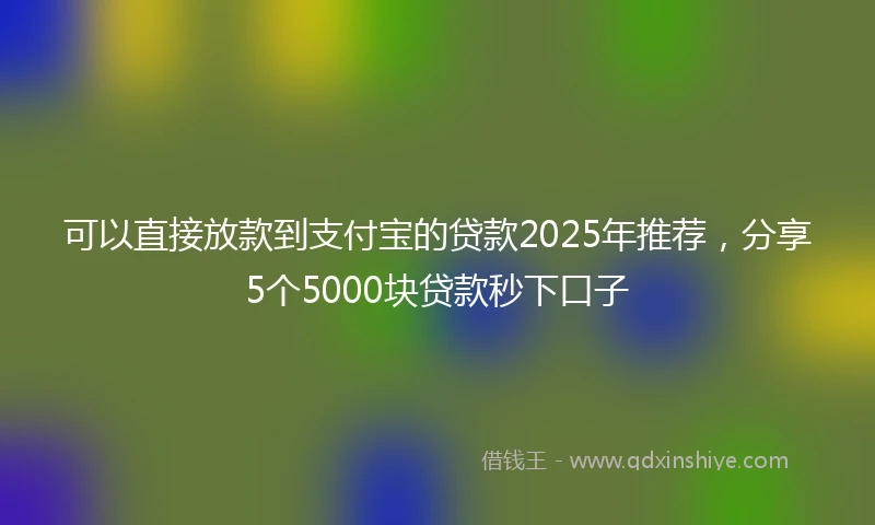 可以直接放款到支付宝的贷款2025年推荐，分享5个5000块贷款秒下口子