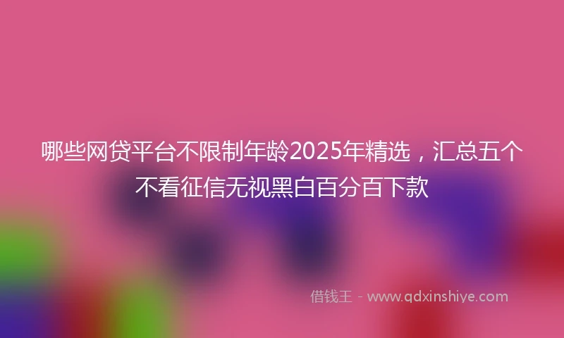 哪些网贷平台不限制年龄2025年精选，汇总五个不看征信无视黑白百分百下款
