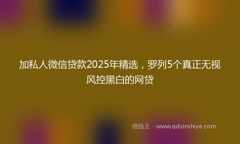加私人微信贷款2025年精选，罗列5个真正无视风控黑白的网贷