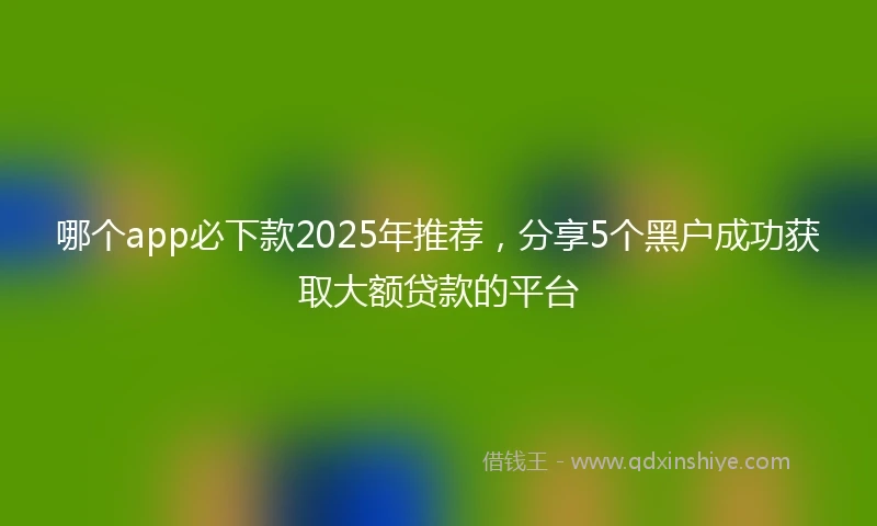 哪个app必下款2025年推荐，分享5个黑户成功获取大额贷款的平台