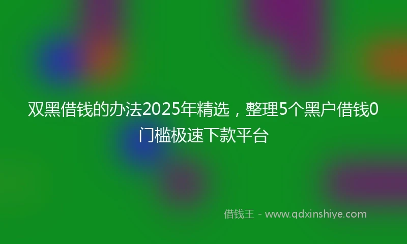 双黑借钱的办法2025年精选，整理5个黑户借钱0门槛极速下款平台