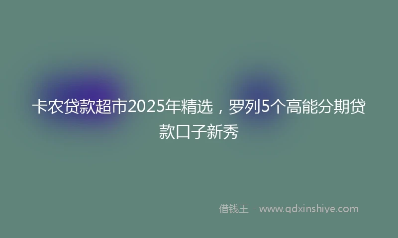 卡农贷款超市2025年精选，罗列5个高能分期贷款口子新秀