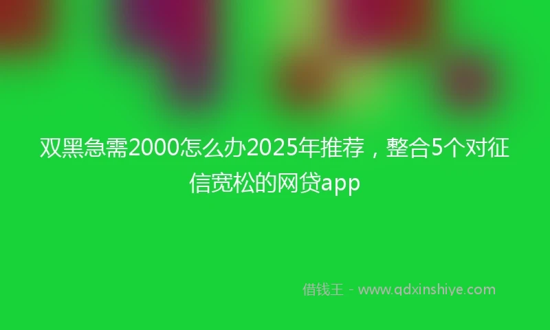 双黑急需2000怎么办2025年推荐，整合5个对征信宽松的网贷app