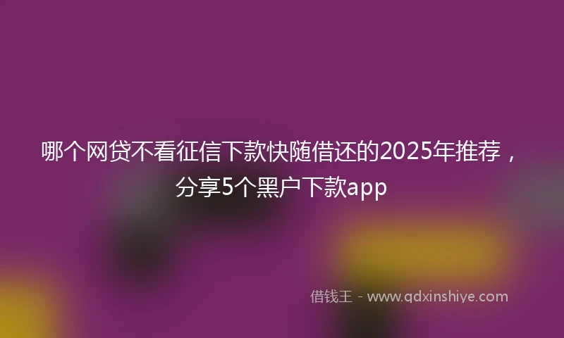 哪个网贷不看征信下款快随借还的2025年推荐，分享5个黑户下款app
