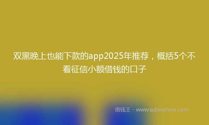 双黑晚上也能下款的app2025年推荐，概括5个不看征信小额借钱的口子