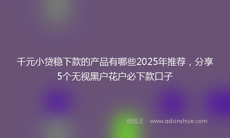 千元小贷稳下款的产品有哪些2025年推荐，分享5个无视黑户花户必下款口子