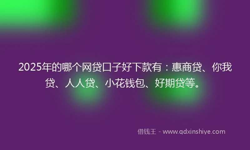 2025年的哪个网贷口子好下款有：惠商贷、你我贷、人人贷、小花钱包、好期贷等。