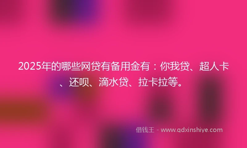 2025年的哪些网贷有备用金有：你我贷、超人卡、还呗、滴水贷、拉卡拉等。