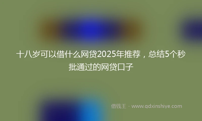 十八岁可以借什么网贷2025年推荐，总结5个秒批通过的网贷口子