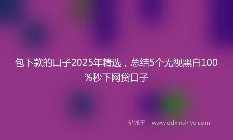 包下款的口子2025年精选，总结5个无视黑白100%秒下网贷口子