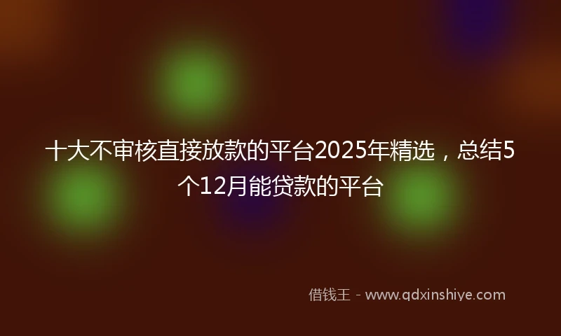 十大不审核直接放款的平台2025年精选，总结5个12月能贷款的平台
