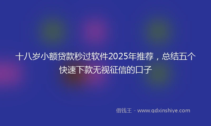 十八岁小额贷款秒过软件2025年推荐，总结五个快速下款无视征信的口子