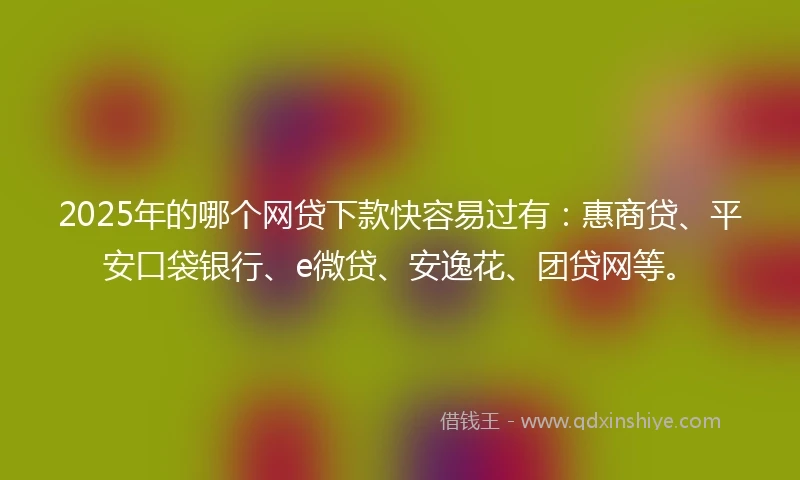 2025年的哪个网贷下款快容易过有：惠商贷、平安口袋银行、e微贷、安逸花、团贷网等。
