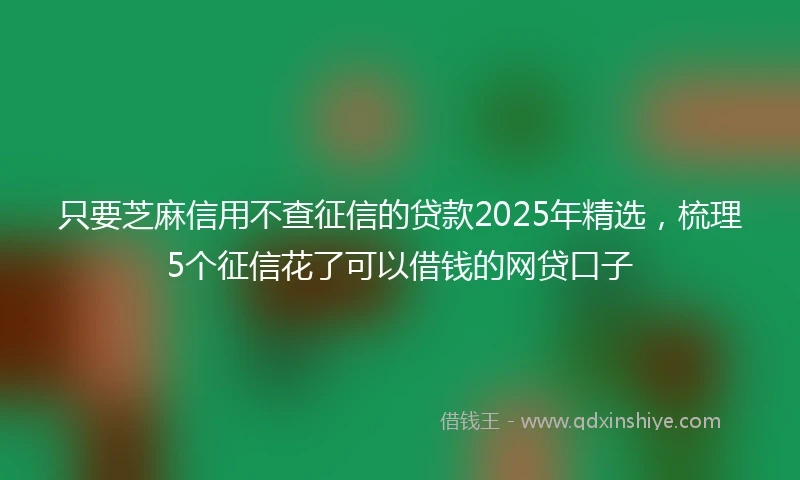 只要芝麻信用不查征信的贷款2025年精选，梳理5个征信花了可以借钱的网贷口子