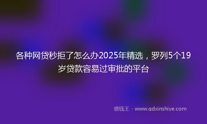 各种网贷秒拒了怎么办2025年精选，罗列5个19岁贷款容易过审批的平台