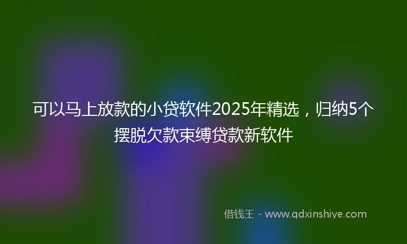 可以马上放款的小贷软件2025年精选，归纳5个摆脱欠款束缚贷款新软件