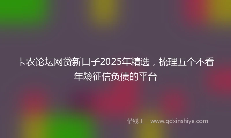 卡农论坛网贷新口子2025年精选，梳理五个不看年龄征信负债的平台