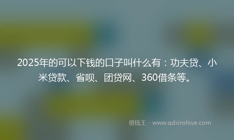 2025年的可以下钱的口子叫什么有：功夫贷、小米贷款、省呗、团贷网、360借条等。