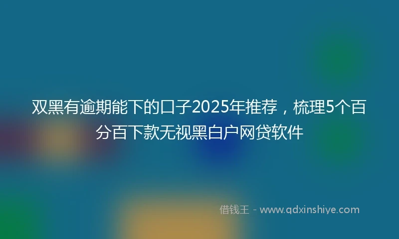 双黑有逾期能下的口子2025年推荐，梳理5个百分百下款无视黑白户网贷软件