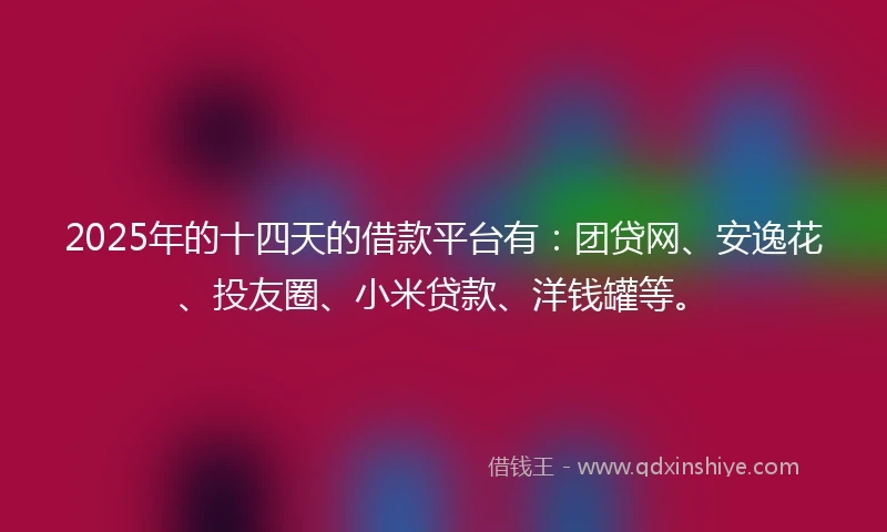 2025年的十四天的借款平台有：团贷网、安逸花、投友圈、小米贷款、洋钱罐等。