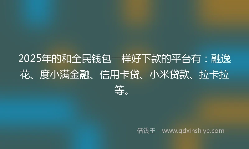 2025年的和全民钱包一样好下款的平台有：融逸花、度小满金融、信用卡贷、小米贷款、拉卡拉等。