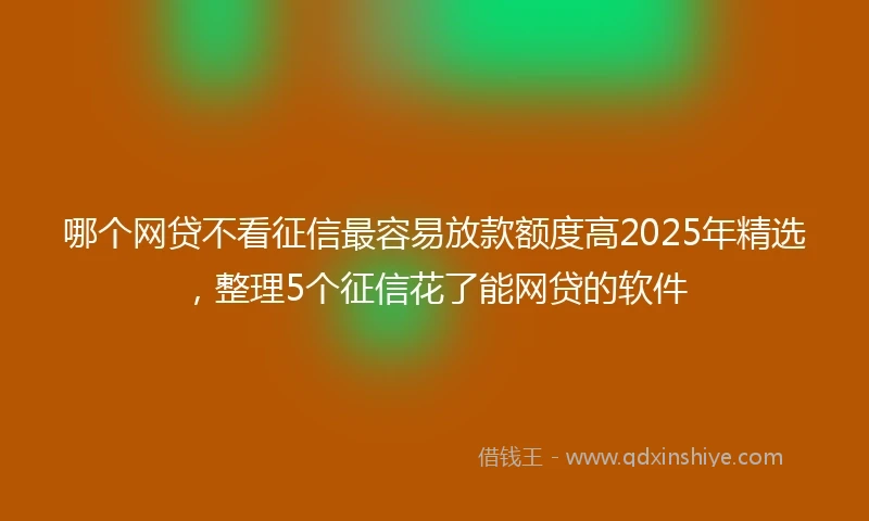 哪个网贷不看征信最容易放款额度高2025年精选，整理5个征信花了能网贷的软件