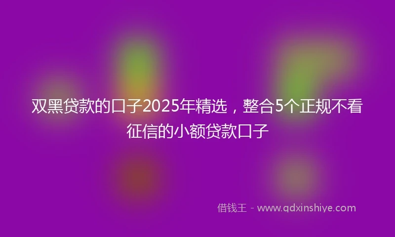 双黑贷款的口子2025年精选,整合5个正规不看征信的小额贷款口子