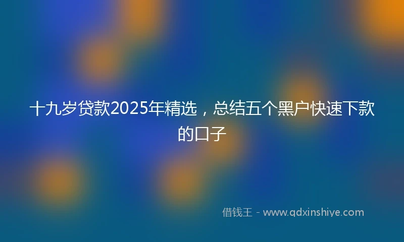 十九岁贷款2025年精选，总结五个黑户快速下款的口子