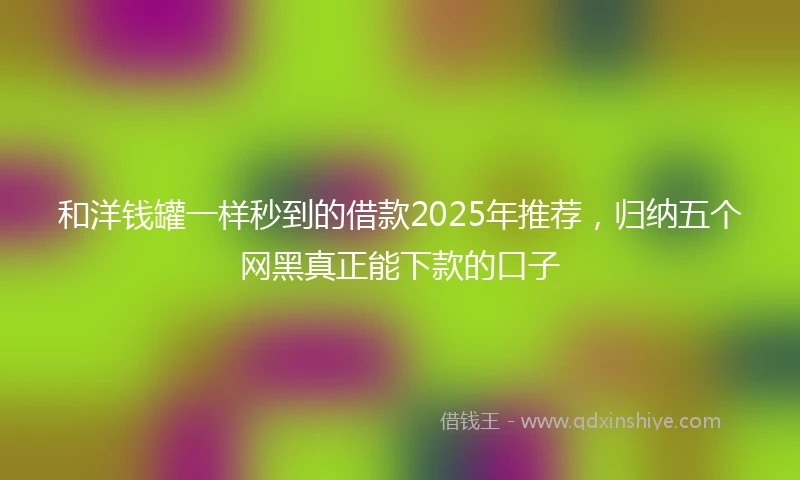和洋钱罐一样秒到的借款2025年推荐，归纳五个网黑真正能下款的口子