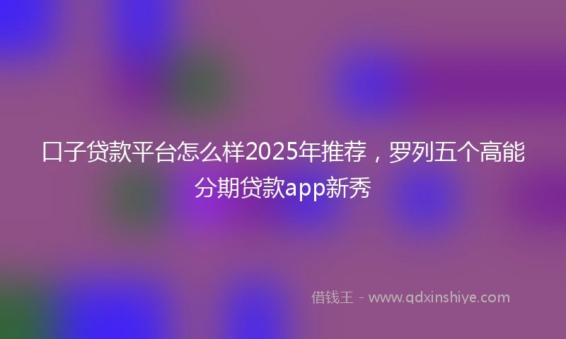 口子贷款平台怎么样2025年推荐，罗列五个高能分期贷款app新秀