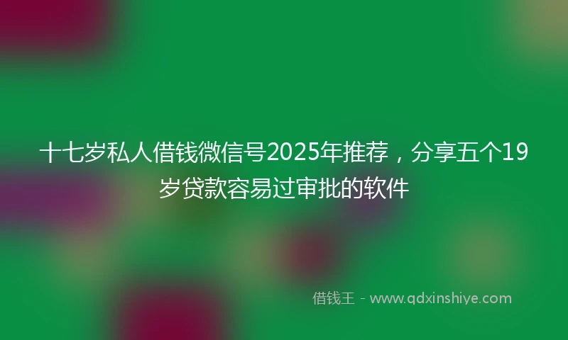 十七岁私人借钱微信号2025年推荐，分享五个19岁贷款容易过审批的软件