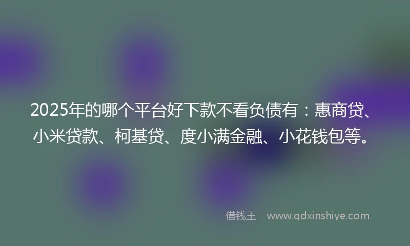 2025年的哪个平台好下款不看负债有：惠商贷、小米贷款、柯基贷、度小满金融、小花钱包等。