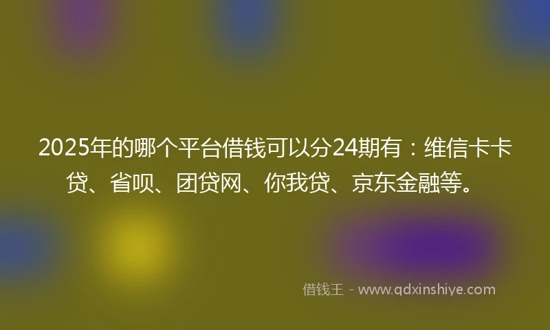 2025年的哪个平台借钱可以分24期有:维信卡卡贷、省呗、团贷网、你我贷、京东金融等。