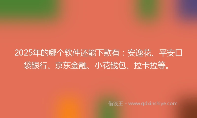 2025年的哪个软件还能下款有：安逸花、平安口袋银行、京东金融、小花钱包、拉卡拉等。