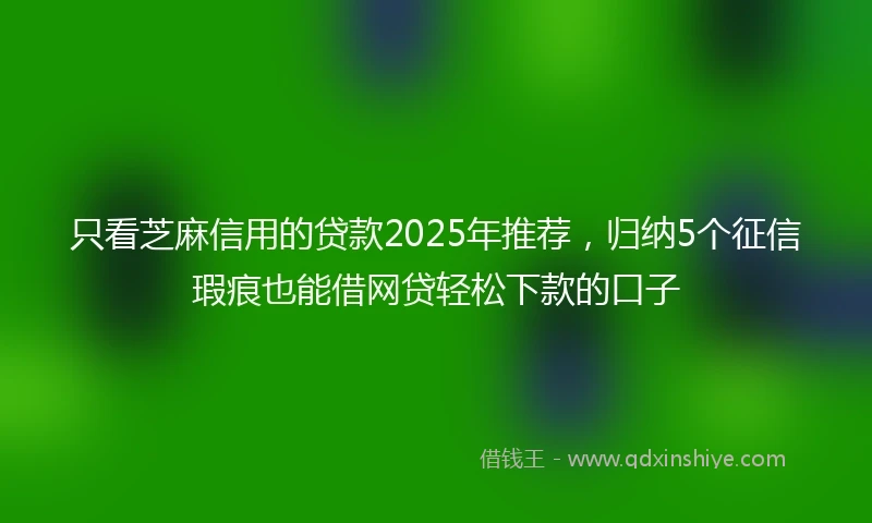 只看芝麻信用的贷款2025年推荐，归纳5个征信瑕疵也能借网贷轻松下款的口子