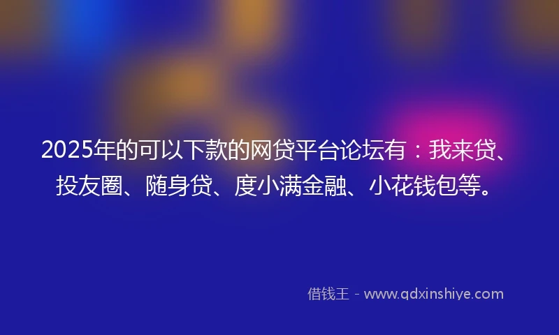 2025年的可以下款的网贷平台论坛有：我来贷、投友圈、随身贷、度小满金融、小花钱包等。