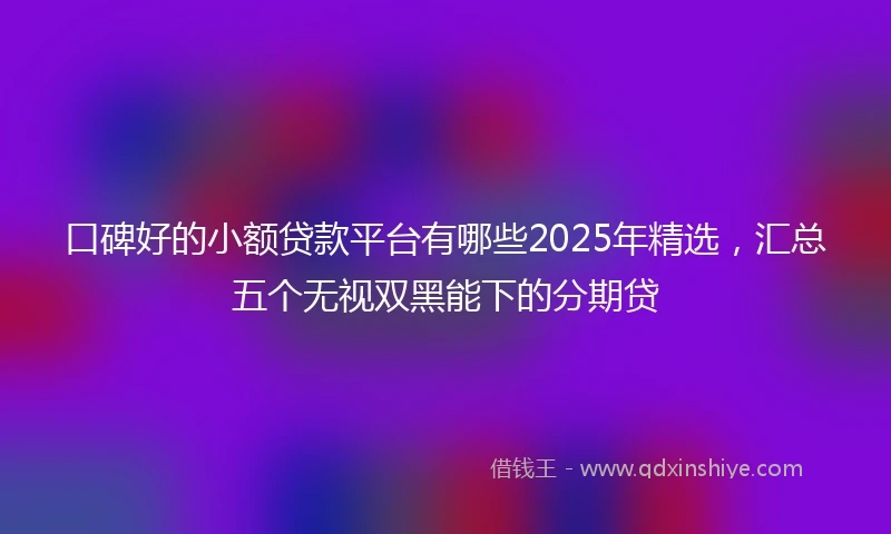 口碑好的小额贷款平台有哪些2025年精选,汇总五个无视双黑能下的分期贷
