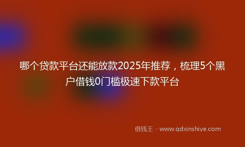 哪个贷款平台还能放款2025年推荐,梳理5个黑户借钱0门槛极速下款平台
