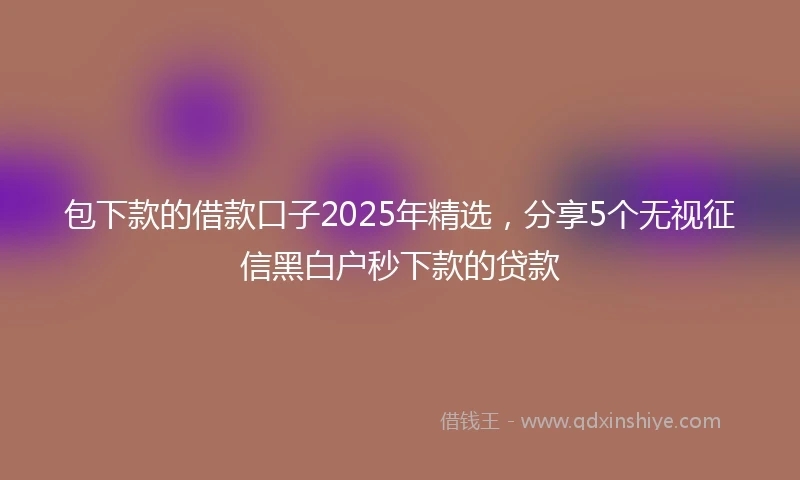 包下款的借款口子2025年精选，分享5个无视征信黑白户秒下款的贷款