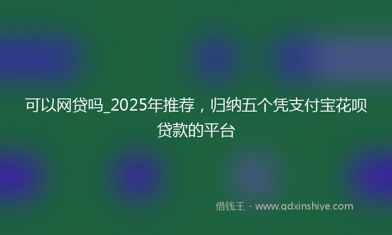 可以网贷吗_2025年推荐，归纳五个凭支付宝花呗贷款的平台
