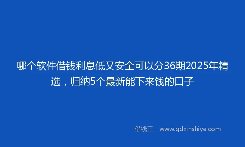 哪个软件借钱利息低又安全可以分36期2025年精选，归纳5个最新能下来钱的口子