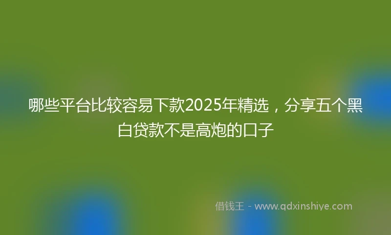 哪些平台比较容易下款2025年精选，分享五个黑白贷款不是高炮的口子