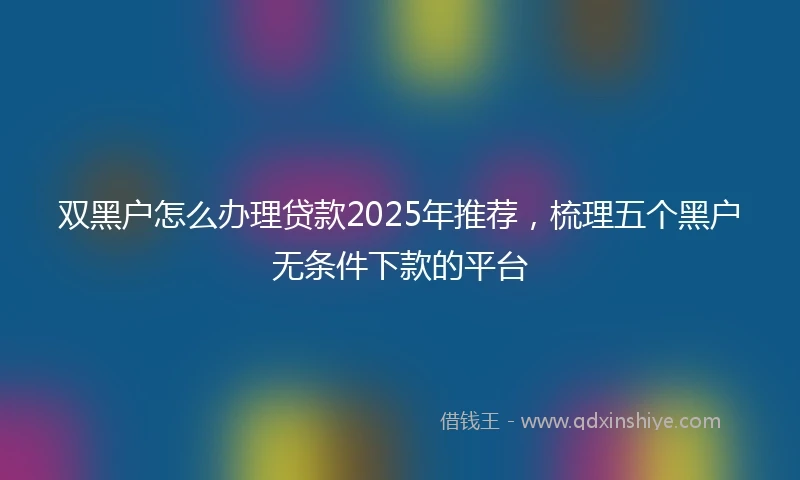 双黑户怎么办理贷款2025年推荐，梳理五个黑户无条件下款的平台