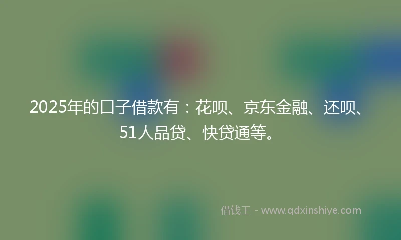 2025年的口子借款有：花呗、京东金融、还呗、51人品贷、快贷通等。