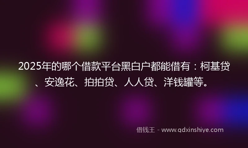 2025年的哪个借款平台黑白户都能借有：柯基贷、安逸花、拍拍贷、人人贷、洋钱罐等。