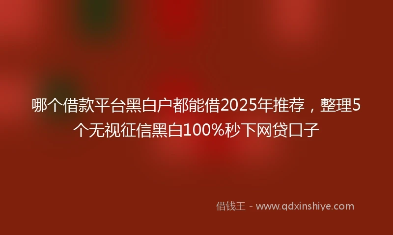 哪个借款平台黑白户都能借2025年推荐，整理5个无视征信黑白100%秒下网贷口子