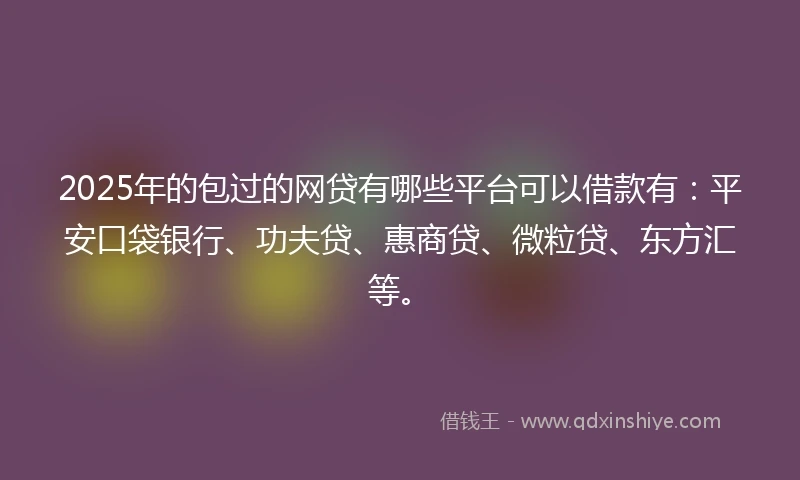 2025年的包过的网贷有哪些平台可以借款有：平安口袋银行、功夫贷、惠商贷、微粒贷、东方汇等。