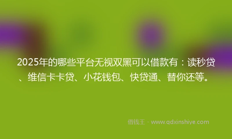 2025年的哪些平台无视双黑可以借款有：读秒贷、维信卡卡贷、小花钱包、快贷通、替你还等。