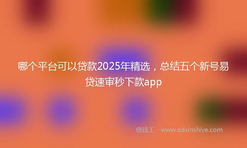 哪个平台可以贷款2025年精选，总结五个新号易贷速审秒下款app