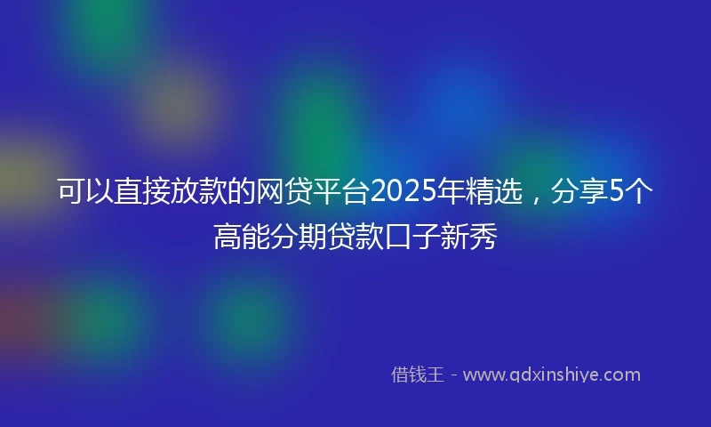 可以直接放款的网贷平台2025年精选，分享5个高能分期贷款口子新秀